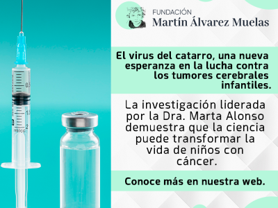 Investigadora Marta Alonso en el laboratorio, liderando investigaciones sobre el uso del virus del catarro para tumores cerebrales infantiles.